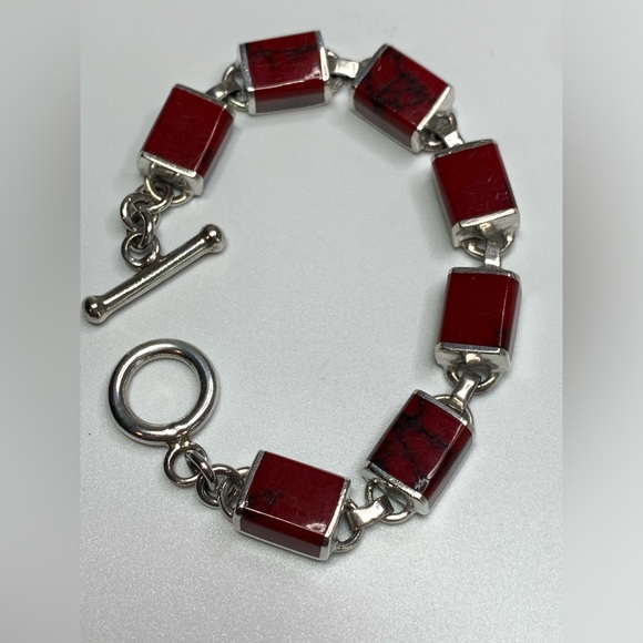 Silpada RARE Sterling Silver Red Jasper Pendant & Matching Jasper Bracelet SET - Picture 3 of 16